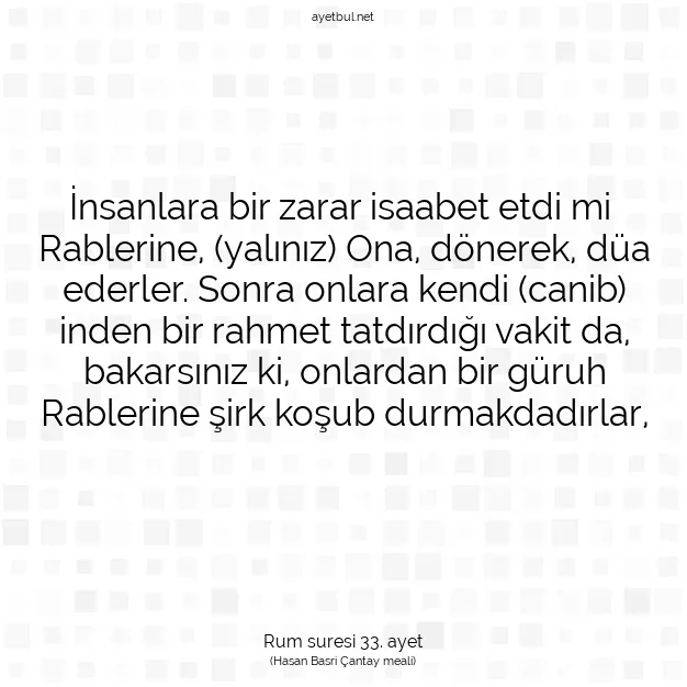 Ayetbul | Kuran Mealleri | Quran | Rum suresi 33. ayet