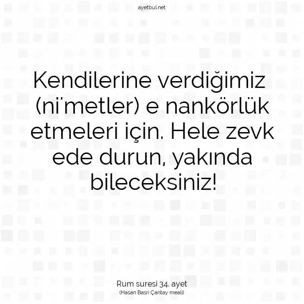 Ayetbul | Kuran Mealleri | Quran | Rum suresi 34. ayet