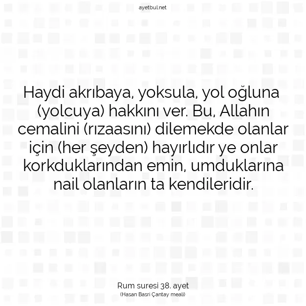 Ayetbul | Kuran Mealleri | Quran | Rum suresi 38. ayet