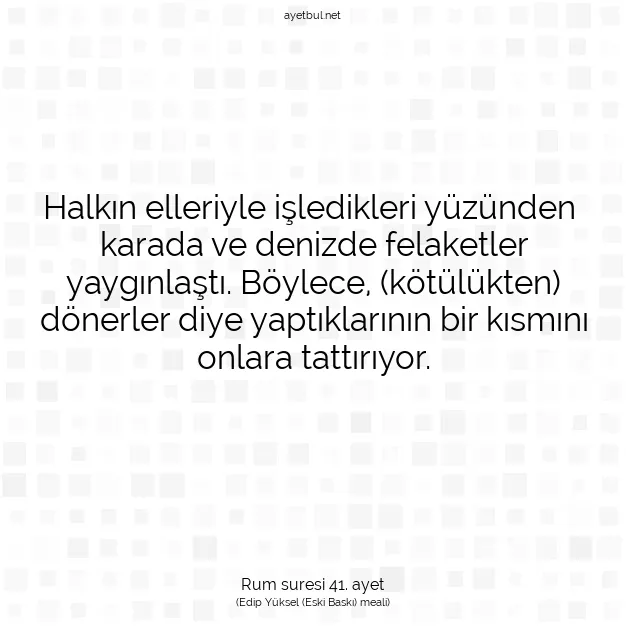 Ayetbul | Kuran Mealleri | Quran | Rum suresi 41. ayet