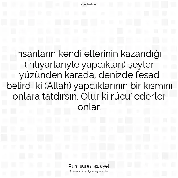 Ayetbul | Kuran Mealleri | Quran | Rum suresi 41. ayet