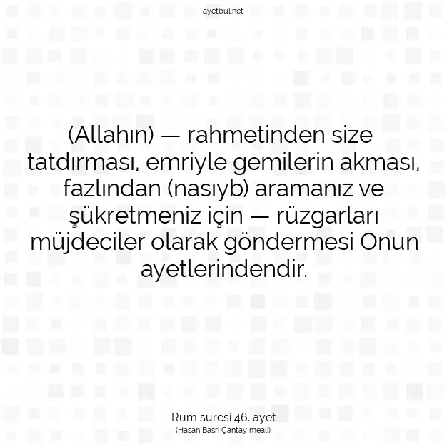 Ayetbul | Kuran Mealleri | Quran | Rum suresi 46. ayet
