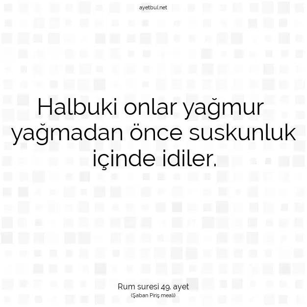 Ayetbul | Kuran Mealleri | Quran | Rum suresi 49. ayet