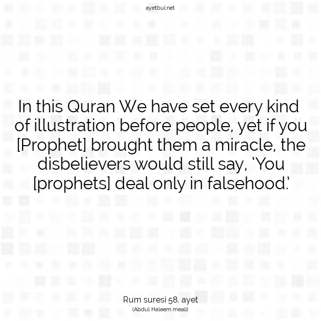 Ayetbul | Kuran Mealleri | Quran | Rum suresi 58. ayet
