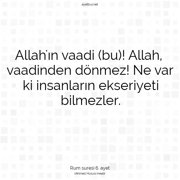 Ayetbul | Kuran Mealleri | Quran | Rum suresi 6. ayet