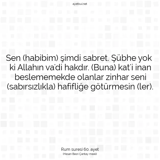 Ayetbul | Kuran Mealleri | Quran | Rum suresi 60. ayet