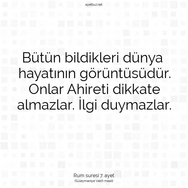 Ayetbul | Kuran Mealleri | Quran | Rum suresi 7. ayet