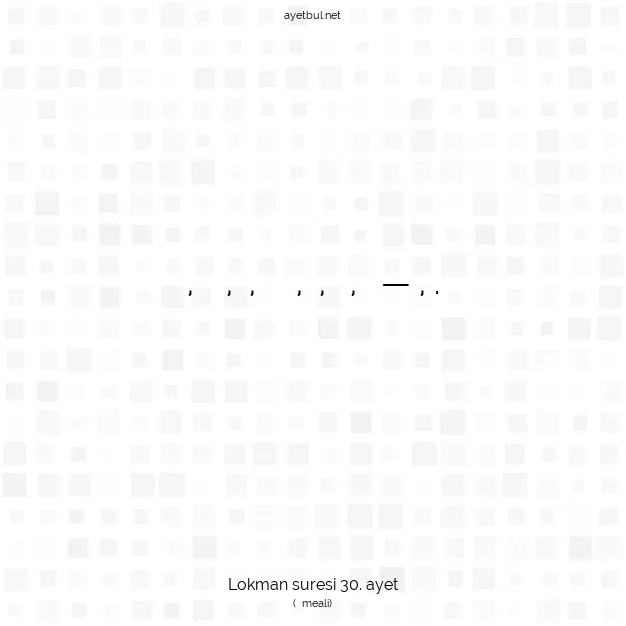 Ayetbul | Kuran Mealleri | Quran | Lokman suresi 30. ayet
