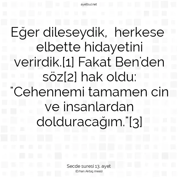 Ayetbul | Kuran Mealleri | Quran | Secde suresi 13. ayet