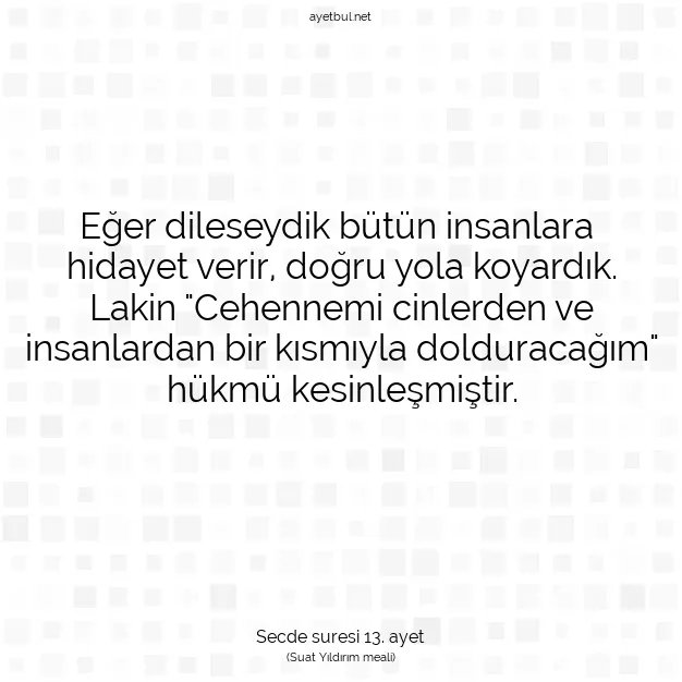 Ayetbul | Kuran Mealleri | Quran | Secde suresi 13. ayet