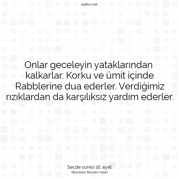 Ayetbul | Kuran Mealleri | Quran | Secde suresi 16. ayet