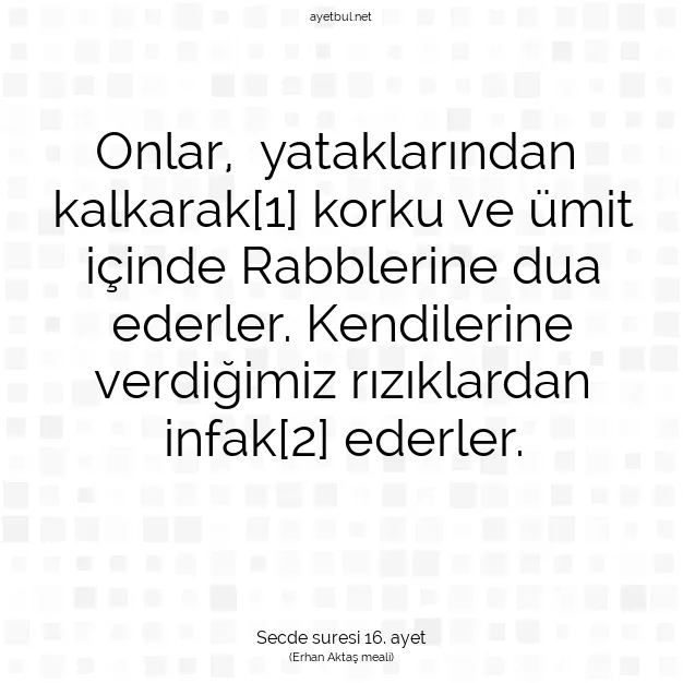 Ayetbul | Kuran Mealleri | Quran | Secde suresi 16. ayet