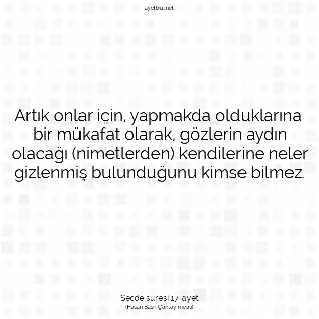 Ayetbul | Kuran Mealleri | Quran | Secde suresi 17. ayet
