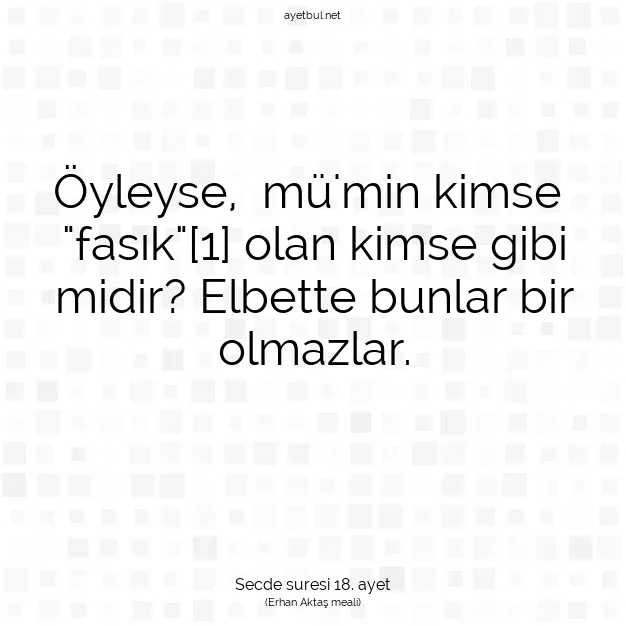 Ayetbul | Kuran Mealleri | Quran | Secde suresi 18. ayet
