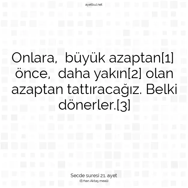 Ayetbul | Kuran Mealleri | Quran | Secde suresi 21. ayet