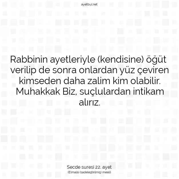 Ayetbul | Kuran Mealleri | Quran | Secde suresi 22. ayet