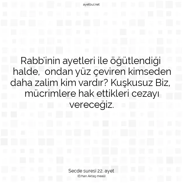 Ayetbul | Kuran Mealleri | Quran | Secde suresi 22. ayet