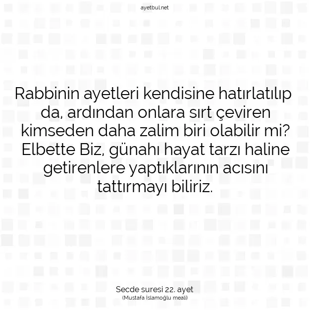 Ayetbul | Kuran Mealleri | Quran | Secde suresi 22. ayet