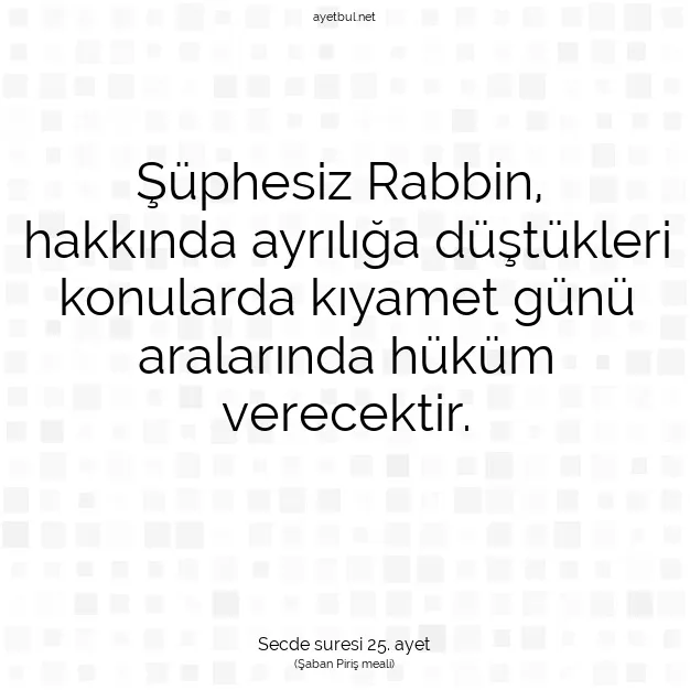 Ayetbul | Kuran Mealleri | Quran | Secde suresi 25. ayet