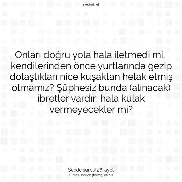 Ayetbul | Kuran Mealleri | Quran | Secde suresi 26. ayet