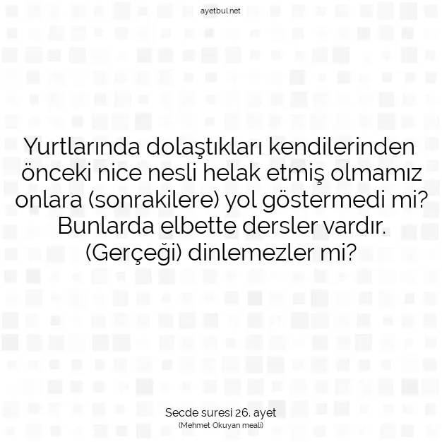 Ayetbul | Kuran Mealleri | Quran | Secde suresi 26. ayet