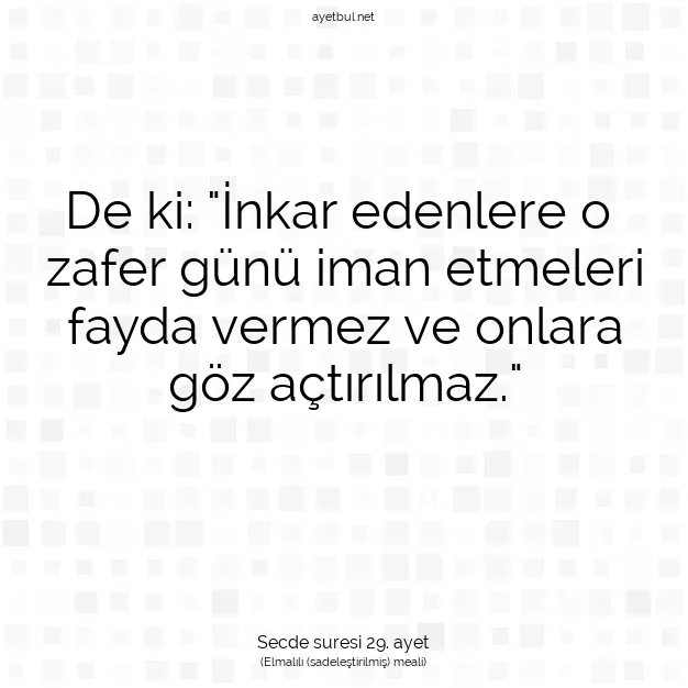 Ayetbul | Kuran Mealleri | Quran | Secde suresi 29. ayet