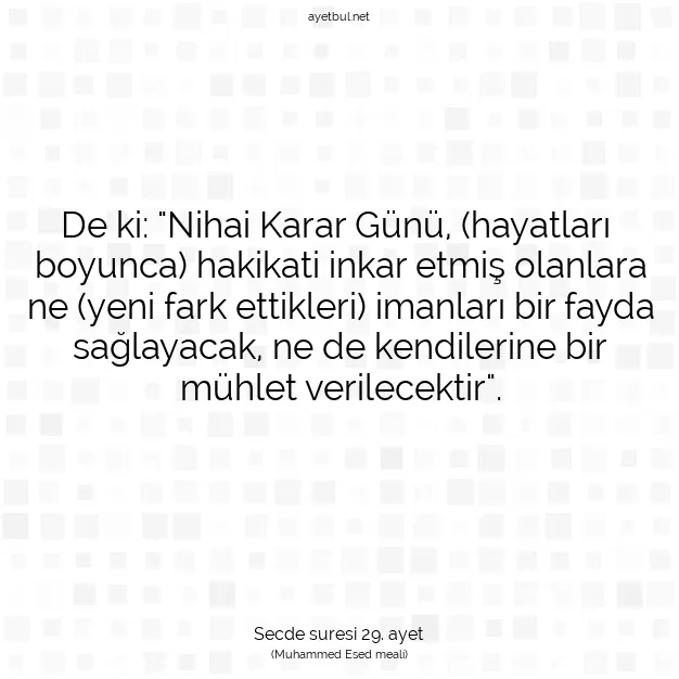 Ayetbul | Kuran Mealleri | Quran | Secde suresi 29. ayet