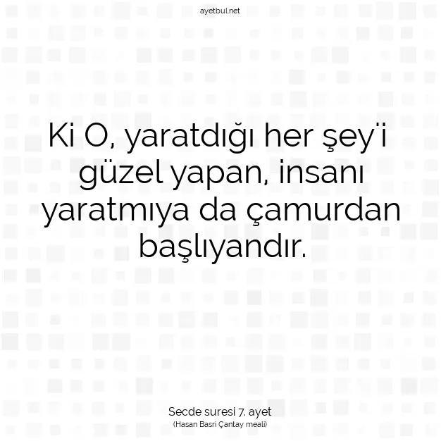 Ayetbul | Kuran Mealleri | Quran | Secde suresi 7. ayet