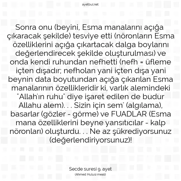 Ayetbul | Kuran Mealleri | Quran | Secde suresi 9. ayet
