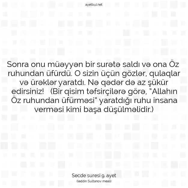 Ayetbul | Kuran Mealleri | Quran | Secde suresi 9. ayet