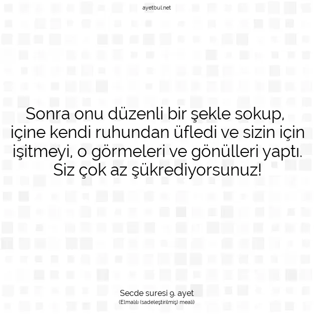 Ayetbul | Kuran Mealleri | Quran | Secde suresi 9. ayet