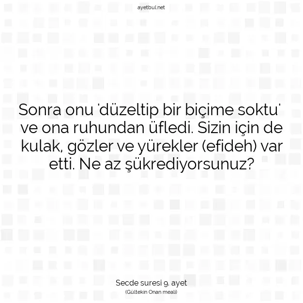 Ayetbul | Kuran Mealleri | Quran | Secde suresi 9. ayet