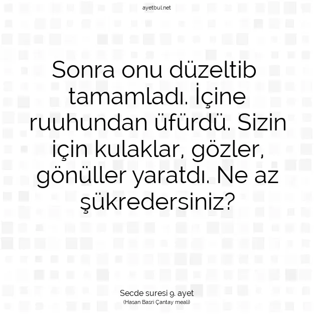 Ayetbul | Kuran Mealleri | Quran | Secde suresi 9. ayet