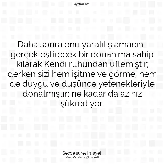 Ayetbul | Kuran Mealleri | Quran | Secde suresi 9. ayet