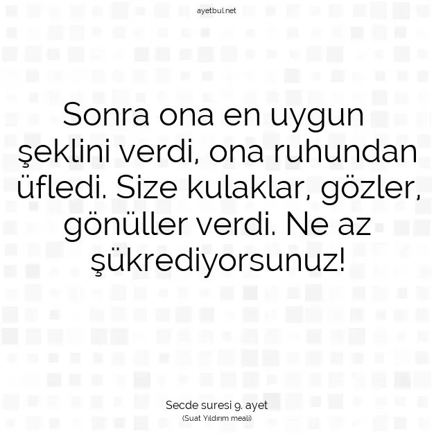 Ayetbul | Kuran Mealleri | Quran | Secde suresi 9. ayet