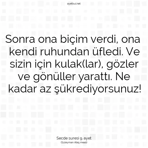 Ayetbul | Kuran Mealleri | Quran | Secde suresi 9. ayet