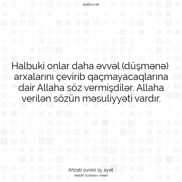 Ayetbul | Kuran Mealleri | Quran | Ahzab suresi 15. ayet