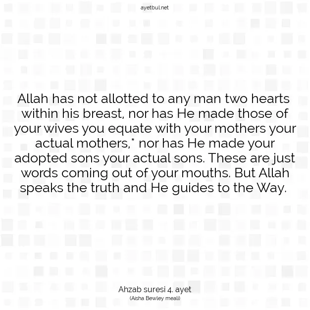 Ayetbul | Kuran Mealleri | Quran | Ahzab suresi 4. ayet