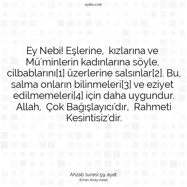 Ayetbul | Kuran Mealleri | Quran | Ahzab suresi 59. ayet