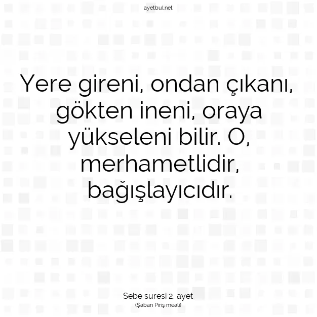 Ayetbul | Kuran Mealleri | Quran | Sebe suresi 2. ayet