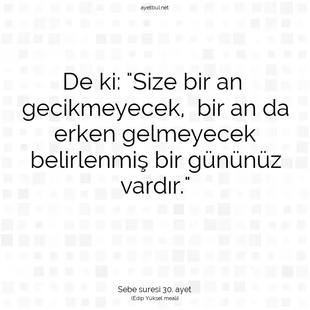 Ayetbul | Kuran Mealleri | Quran | Sebe suresi 30. ayet