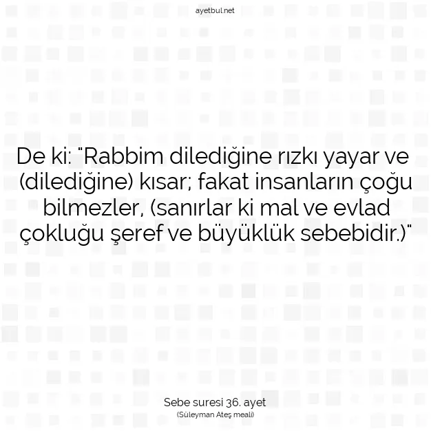 Ayetbul | Kuran Mealleri | Quran | Sebe suresi 36. ayet