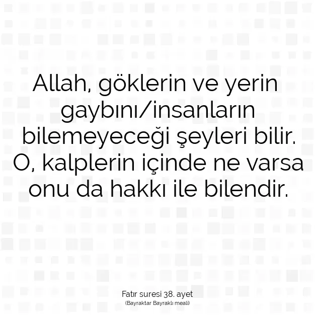 Ayetbul | Kuran Mealleri | Quran | Fatır suresi 38. ayet