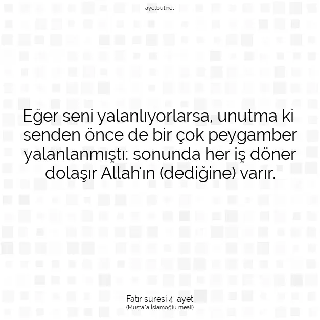 Ayetbul | Kuran Mealleri | Quran | Fatır suresi 4. ayet