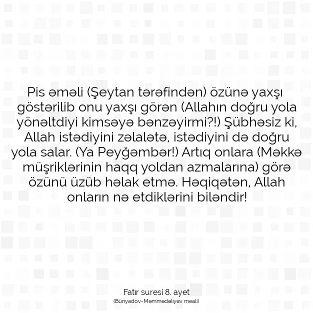 Ayetbul | Kuran Mealleri | Quran | Fatır suresi 8. ayet