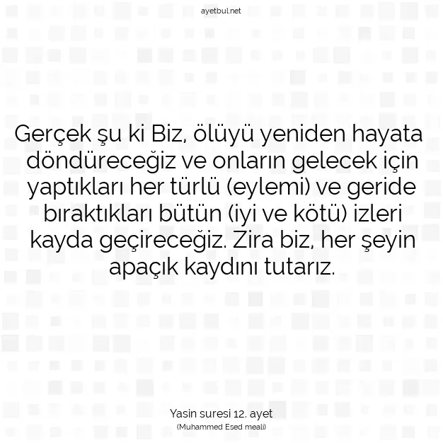 Ayetbul | Kuran Mealleri | Quran | Yasin suresi 12. ayet