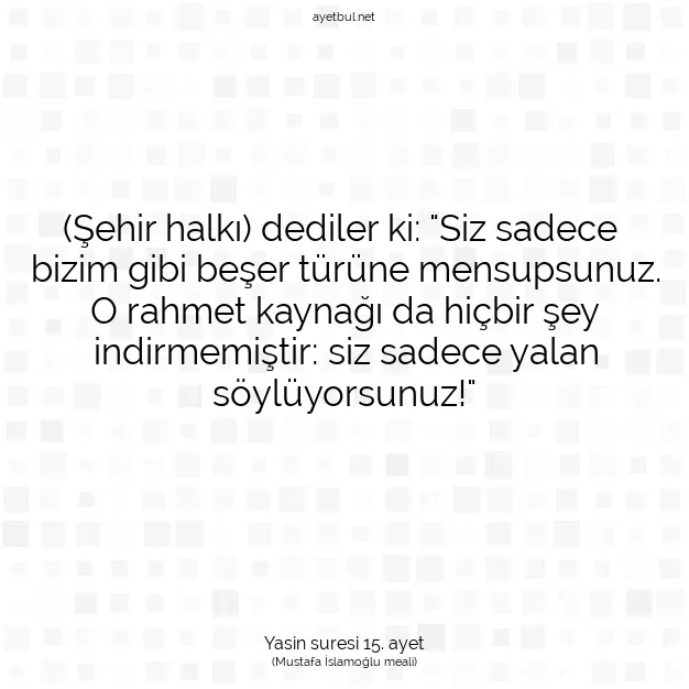 Ayetbul | Kuran Mealleri | Quran | Yasin suresi 15. ayet