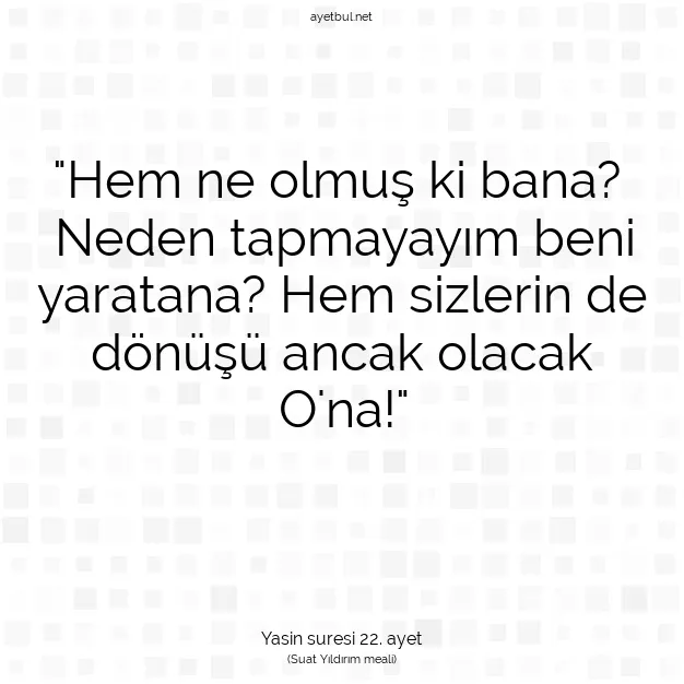 Ayetbul | Kuran Mealleri | Quran | Yasin suresi 22. ayet