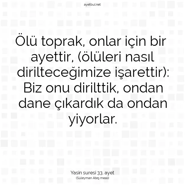 Ayetbul | Kuran Mealleri | Quran | Yasin suresi 33. ayet