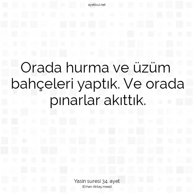 Ayetbul | Kuran Mealleri | Quran | Yasin suresi 34. ayet